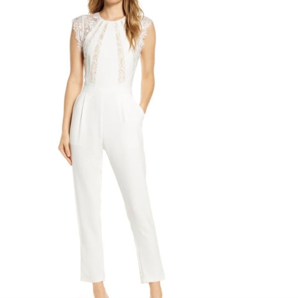 Adelyn Rae Jessie Lace Inset Jumpsuit